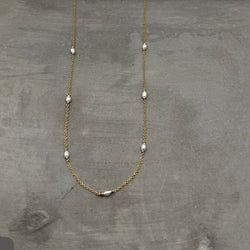 14k Gold Filled - Freshwater Pearl Dainty Necklace- Floating pearl necklace