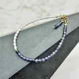 Online promo only : 14k Gold filled Freshwater Pearl Bracelets- Dainty Rice Pearl, Black Spinel, Lapis lazuli, Malachite, Labradorite, Tourmaline, Garnet, Turquoise, Tiger eye