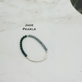 Stretchy dainty bracelets, elastic bracelets - 4.5mm Jade, 3.5-4mm pearl bracelets