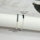 Stretchy dainty bracelets, elastic bracelets - 4.5mm Jade, 3.5-4mm pearl bracelets