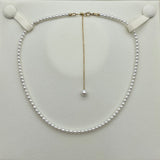 14k Gold Filled - Freshwater Pearl Dainty Necklace - Multi-wears necklace, collar pearl necklace, Pearl Layer, Y necklace