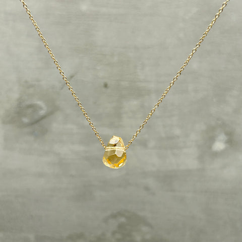 14K Gold filled Minimalist dainty necklace - Citrine