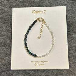 Online promo only : 14k Gold filled Freshwater Pearl Bracelets- Dainty Rice Pearl, Black Opal